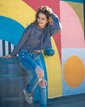 Load image into Gallery viewer, Grey Waves Crop Hoodie
